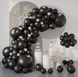 100pcs black party latex balloons, 18"+12"+10"+5" black balloons arch kit as birthday party balloons gender reveal balloons baby shower balloons wedding anniversary bridal shower party decorations