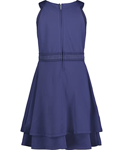 Calvin Klein Girls' Sleeveless Party Dress, Fit and Flare Silhouette, Round Neckline & Back Zip Closure, Blue/Scuba, 12