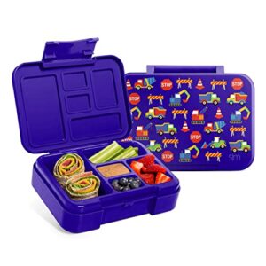 simple modern bento lunch box for kids | bpa free, leakproof, dishwasher safe | lunch container for boys, toddlers | porter collection | 5 compartments | under construction