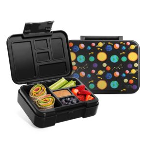 simple modern bento lunch box for kids | bpa free, leakproof, dishwasher safe | lunch container for boys, toddlers | porter collection | 5 compartments | solar system