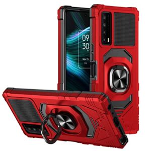 ailiber for tcl stylus 5g phone case, tcl stylus 5g 2022(t779w) case with ring kickstand, for magnetic car mount military grade, heavy duty shockproof protective cover for tcl stylus 5g 6.81"-red