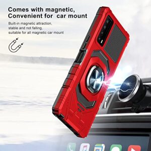 Ailiber for TCL Stylus 5G Phone Case, TCL Stylus 5G 2022(T779W) Case with Ring Kickstand, for Magnetic Car Mount Military Grade, Heavy Duty Shockproof Protective Cover for TCL Stylus 5G 6.81"-Red