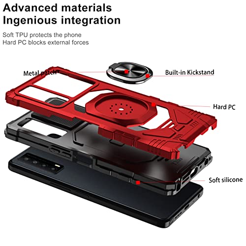 Ailiber for TCL Stylus 5G Phone Case, TCL Stylus 5G 2022(T779W) Case with Ring Kickstand, for Magnetic Car Mount Military Grade, Heavy Duty Shockproof Protective Cover for TCL Stylus 5G 6.81"-Red