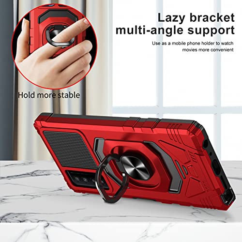 Ailiber for TCL Stylus 5G Phone Case, TCL Stylus 5G 2022(T779W) Case with Ring Kickstand, for Magnetic Car Mount Military Grade, Heavy Duty Shockproof Protective Cover for TCL Stylus 5G 6.81"-Red