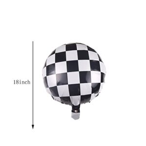 LYST 6PCS Checkerboard Balloon Aluminum Foil Balloon 18INCH Black White Checkered Balloon for Racing Themed Party