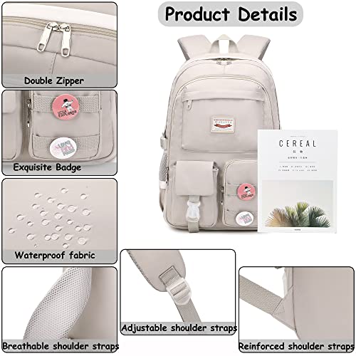 Makukke School Backpacks for Teen Girls - Laptop Backpacks 15.6 Inch College Cute Bookbag Anti Theft Women Casual Daypack,Gray