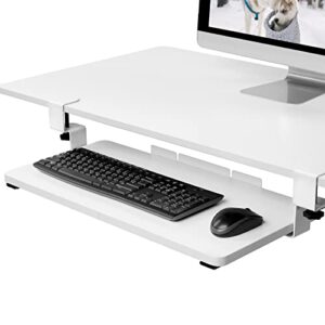 flexispot keyboard tray under desk with c clamp mount 25 (30 including clamps) x 12in adjustable mouse computer keyboard platform(white)