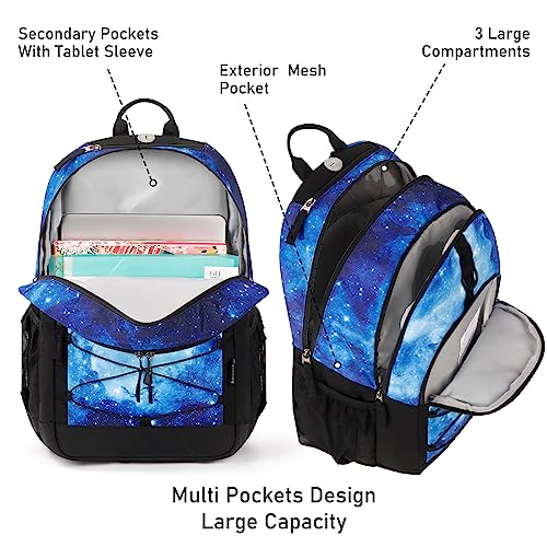 Choco Mocha Galaxy Backpack for Teen Girls, Travel School Backpack for Girls Middle School Large Bookbag 18 Inch, Black