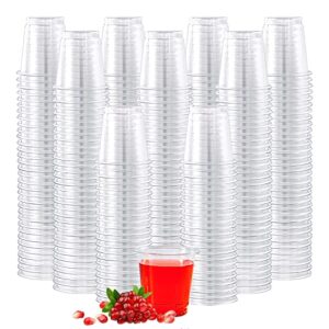 lilymicky [900 pack] 2 oz plastic shot glasses, 2-ounce clear disposable plastic cups, party cups for vodka, whiskey, tequila, and jello shots, mini plastic containers for sauce, and sample tasting