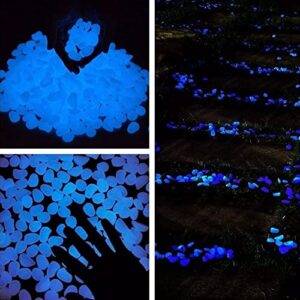 Oubest Glow in The Dark Pebbles/Glow Stones/Glowing Rocks Blue Decor for Garden/Fish Tank/Aquarium/Walkway/Driveway/Plant Pots/Bonsai (500, White)