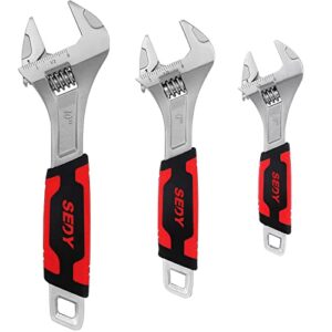 3-piece adjustable wrench set - 6-inch 8-inch 10-inch - precision design, durable and corrosion-resistant, chrome vanadium steel, anti-slip grips