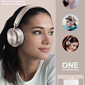 Nasuque Headphones with Microphone, Foldable Wired Headphones with Deep bass, Adjustable Headband and Noise Isolation for Smartphone Computer Laptop Chromebook MP3/4, (Gold)