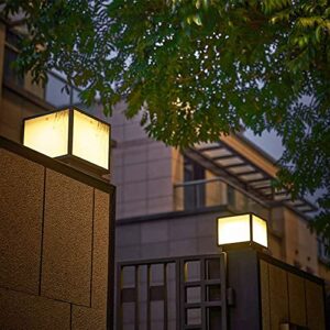 CZLZY Solar Simple Square LED Pillar Lamp Outdoor Post Light Fixtures Waterproof IP54 Courtyard Fence Base Column Light Villa Garden Decoration Landscape Light