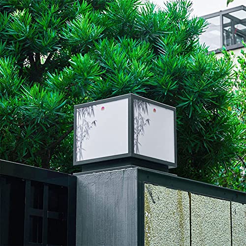 CZLZY Solar Simple Square LED Pillar Lamp Outdoor Post Light Fixtures Waterproof IP54 Courtyard Fence Base Column Light Villa Garden Decoration Landscape Light