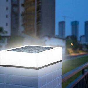 CZLZY Modern Simple Square LED Column Light Solar Pillar Lamp Outdoor Post Light Fixtures Waterproof IP65 Villa Courtyard Fence Decoration Landscape Light Street Light Deck Bollard Light