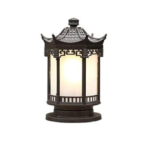 CZLZY Retro Chinese Style Aluminum E27 Pillar Lamp Outdoor Waterproof Post Light Patio Garden Base Column Light Villa Fence Decoration Landscape Light Lawn Light