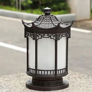 CZLZY Retro Chinese Style Aluminum E27 Pillar Lamp Outdoor Waterproof Post Light Patio Garden Base Column Light Villa Fence Decoration Landscape Light Lawn Light