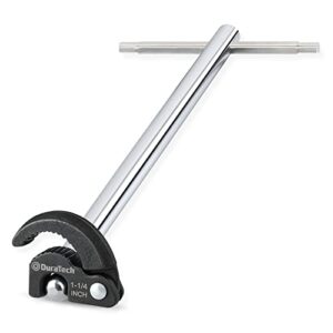 DURATECH 11-Inch Basin Wrench, Sink Wrench, Adjustable 3/8'' to 1-1/4'' Capacity Upgrade Jaw, for Tight Space