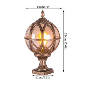 CZLZY European Style E27 Pillar Lamp Outdoor Waterproof Post Light Glass Lampshade Villa Garden Decoration Column Light Wall Gate Base Landscape Light Lawn Light