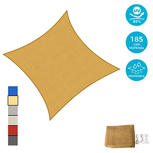 LAUREL CANYON 10' x 10' Sun Shade Sail Square Rectangle UV Bloack Patio Canopy for Outdoor Lawn Garden, Yellow Color