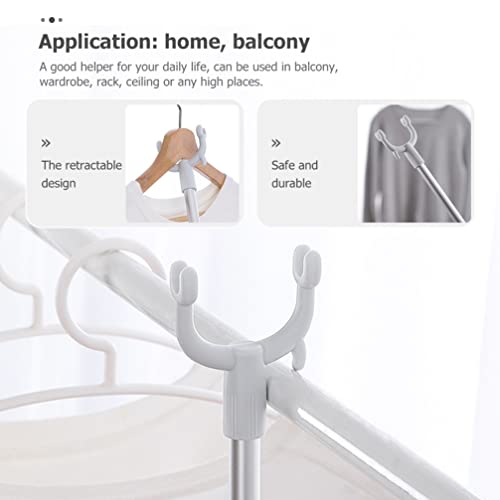 Homoyoyo Clothesline Outdoor Closet Hook Pole, Retractable 40 Adjustable Closet Pole Hook Telescopic Clothes Hook for Wardrobe, Clothesline, Hanger, Hanger Rod Metal Hangers