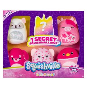 Squishville by Original Squishmallows Perfectly Pink Squad Plush - Six 2-Inch Squishmallows Plush Including Catrine, Della, Lorie, Kaitlyn, Calynda, and 1 Surprise - Toys for Kids