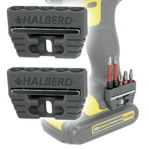 halberd universal fit magnetic bit holder, securely mounts to belt clip screw, fits both left and right side of driver, for milwaukee, dewalt, ridgid, makita, bosch, ryobi, more (2 pack, premium)