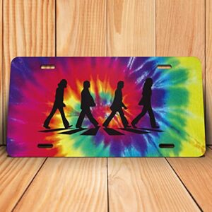 Beatles Abbey Road Crosswalk Space Band Vinyl Album Record Iconic Abbey Road Crosswalk Merchandise Memorabilia UV Full Color License Plate Aluminum UV012 (TieDye Walking)