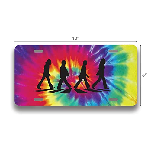 Beatles Abbey Road Crosswalk Space Band Vinyl Album Record Iconic Abbey Road Crosswalk Merchandise Memorabilia UV Full Color License Plate Aluminum UV012 (TieDye Walking)