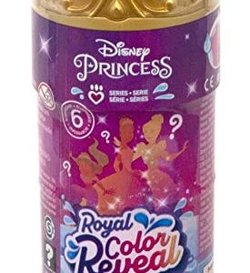 Mattel Disney Princess Small Doll Royal Color Reveal with 6 Surprises Including 1 Character Figure and 4 Accessories (Dolls May Vary)