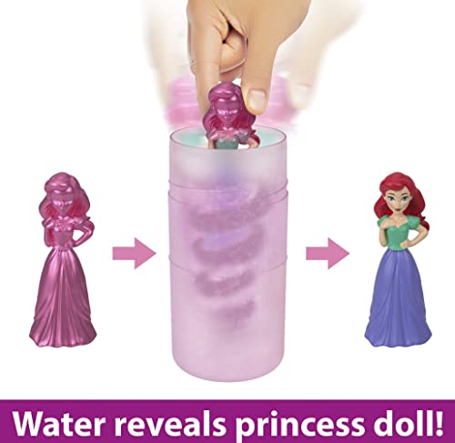 Mattel Disney Princess Small Doll Royal Color Reveal with 6 Surprises Including 1 Character Figure and 4 Accessories (Dolls May Vary)