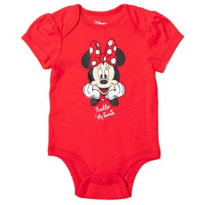 Disney Minnie Mouse Newborn Baby Girls Bodysuit Pants and Headband 3 Piece Outfit Set Black/Red 0-3 Months