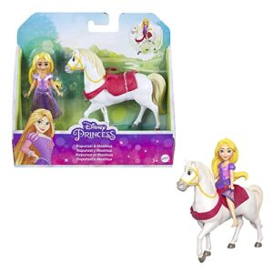 disney princess rapunzel small doll and maximus horse with saddle, from disney movie tangled