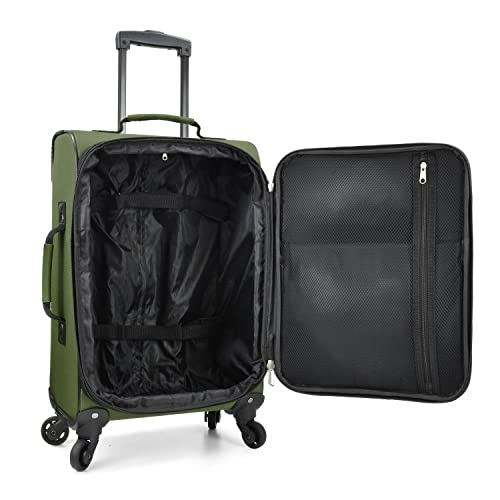 U.S. Traveler Rugged Fabric Expandable Carry-on Luggage Set, Green, 4 Wheel