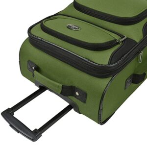 U.S. Traveler Rugged Fabric Expandable Carry-on Luggage Set, Green, 4 Wheel