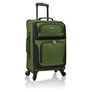 U.S. Traveler Rugged Fabric Expandable Carry-on Luggage Set, Green, 4 Wheel