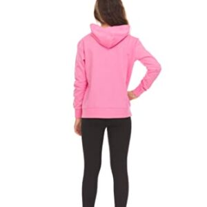 Big Girls Zip Up Hoodie, Kids Full Zipper Hooded Fashion Sweatshirt, Warm Basic Casual Clothing & Dance Wear, Pink/L 14