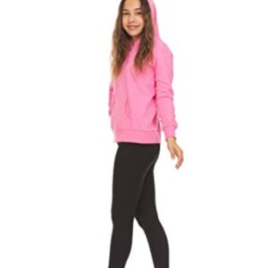 Big Girls Zip Up Hoodie, Kids Full Zipper Hooded Fashion Sweatshirt, Warm Basic Casual Clothing & Dance Wear, Pink/L 14