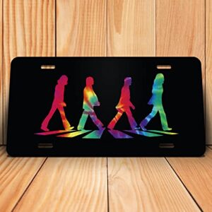 Beatles Abbey Road Crosswalk Space Band Vinyl Album Record Iconic Abbey Road Crosswalk Merchandise Memorabilia UV Full Color License Plate Aluminum UV011 (Tiedye Black)