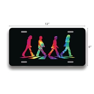 Beatles Abbey Road Crosswalk Space Band Vinyl Album Record Iconic Abbey Road Crosswalk Merchandise Memorabilia UV Full Color License Plate Aluminum UV011 (Tiedye Black)