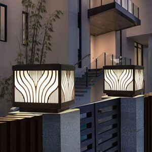 CZLZY Modern Simple Metal Square LED Column Light Solar Pillar Lamp Outdoor Post Light Fixtures Waterproof IP65 Villa Fence Gate Pedestal Light Courtyard Lawn DecorationLandscape Light