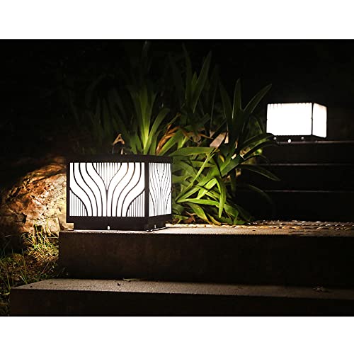 CZLZY Modern Simple Metal Square LED Column Light Solar Pillar Lamp Outdoor Post Light Fixtures Waterproof IP65 Villa Fence Gate Pedestal Light Courtyard Lawn DecorationLandscape Light