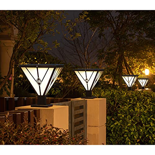 CZLZY Creative Personality Iron Art Column Light Solar Pillar Lamp Outdoor Waterproof Post Light LED Light Source Acrylic Lampshade Villa Garden Gate Landscape Light