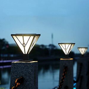 CZLZY Creative Personality Iron Art Column Light Solar Pillar Lamp Outdoor Waterproof Post Light LED Light Source Acrylic Lampshade Villa Garden Gate Landscape Light