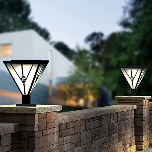 CZLZY Creative Personality Iron Art Column Light Solar Pillar Lamp Outdoor Waterproof Post Light LED Light Source Acrylic Lampshade Villa Garden Gate Landscape Light