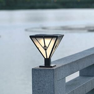 CZLZY Creative Personality Iron Art Column Light Solar Pillar Lamp Outdoor Waterproof Post Light LED Light Source Acrylic Lampshade Villa Garden Gate Landscape Light