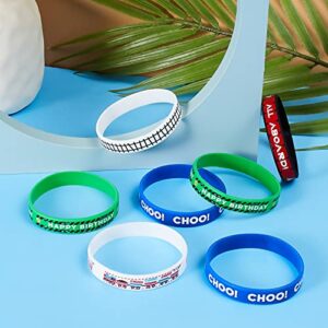 40 Pcs Train Rubber Bracelets Train Party Favors Railroad Traffic Rubber Wristbands Train Birthday Party Supplies Railway Silicone Bracelets Train Birthday Party Decor for Kids Girls Boys Birthday