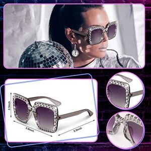 5 Pcs 1970s Disco Accessories Women Costume Disco Set Disco Ball Earrings Headband Ring and Sunglasses and Other Accessories (Stylish Style)