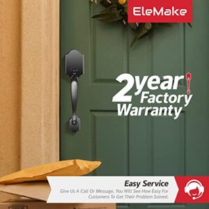 Elemake Front Door Lock - Front Door Handle Exterior/Interior Front Entry Handleset with Door Knob, Heavy Duty Keyless Entry Door Lever, Matte Black ORB Plating