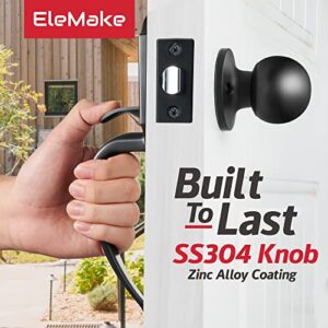 Elemake Front Door Lock - Front Door Handle Exterior/Interior Front Entry Handleset with Door Knob, Heavy Duty Keyless Entry Door Lever, Matte Black ORB Plating